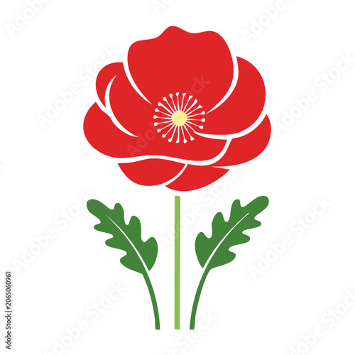 Red Poppy Flower Vector Illustration