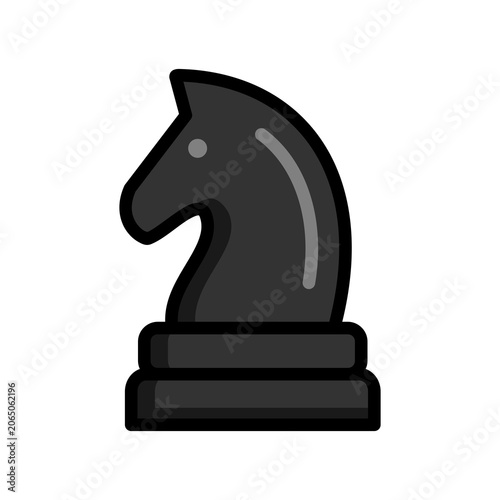 Obraz na plátně Black Chess Knight, Dark Horse Icon Strategy and Plan Vector