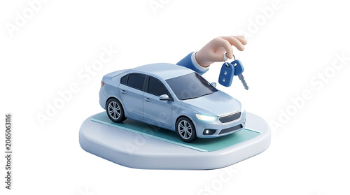 Car Dealership Handing Over Keys, New Car Purchase, Auto Sale Concept
