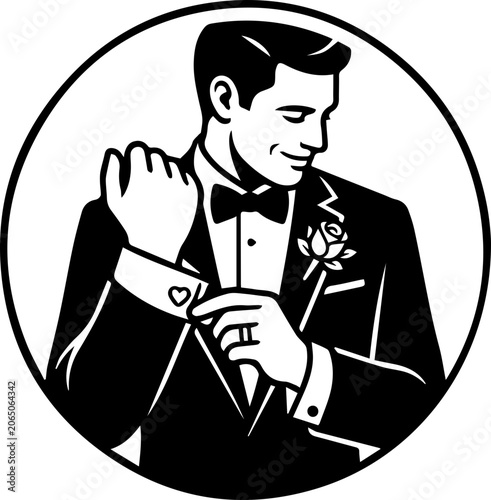 A MAN WITH BLACK AND WHTE DRESS