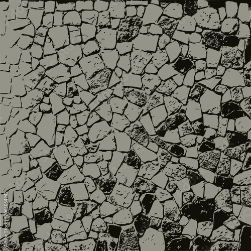 Rough Stone Wall Texture, Natural Rock Pattern, Grey and Black Background