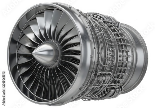 Close-up of jet engine turbine blades