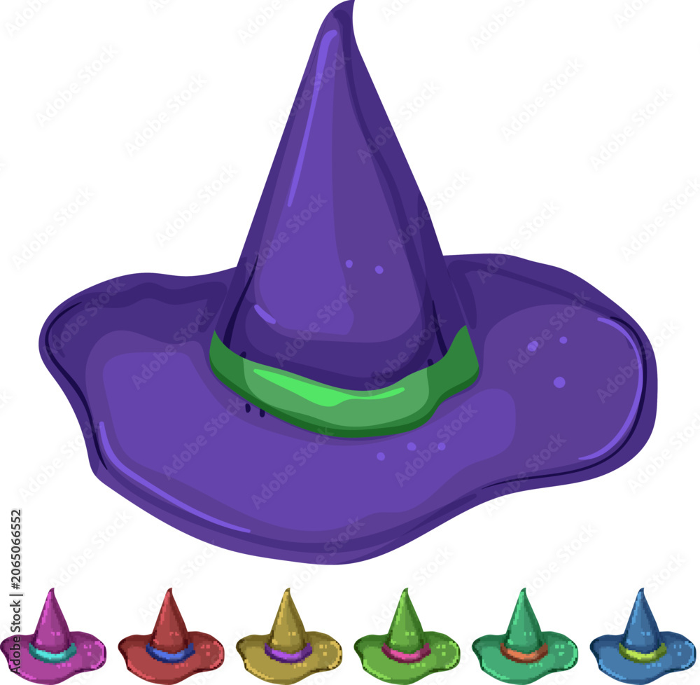 Naklejka premium sorcery wizard hat cartoon. sorcery wizard hat sign colorful illustration