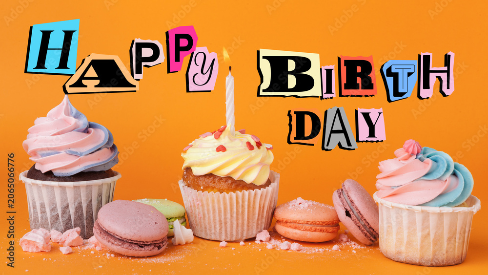 Fototapeta premium Celebration for a special birthday with colorful treats and decorations on a bright background