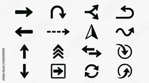 Tableau sur toile Vector Directional Arrows Set.