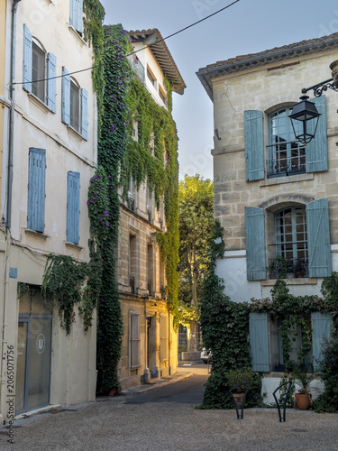 Narrow alley in the old town of Arles, Provence, France.