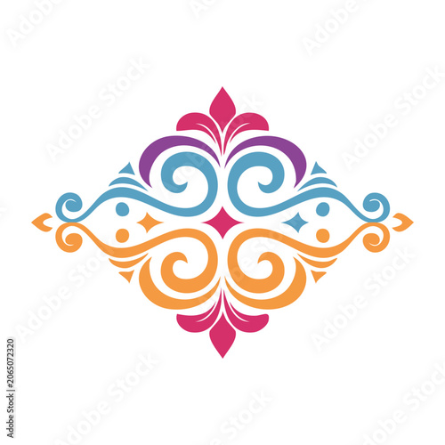 Colorful ornamental swirl design with transparent background