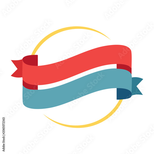 Colorful ribbon banner icon with transparent background