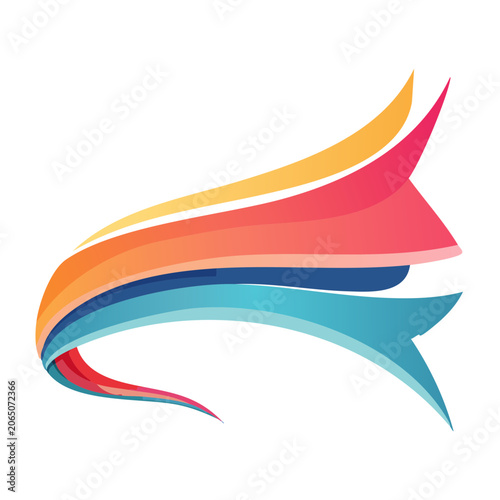 Curved multicolor ribbon vector graphic