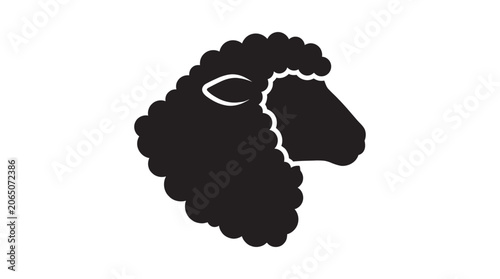 Foto Sheep head silhouette against a white background a simple graphic