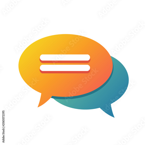 Colorful speech bubbles with equal sign icon