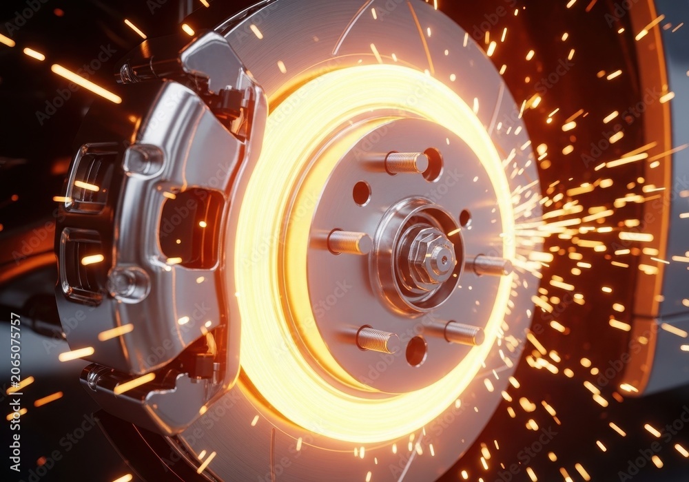 Fototapeta premium Explosion with sparks around metal wheel