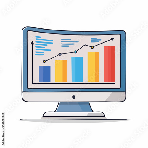 Computer Monitor Displaying Financial Growth Chart