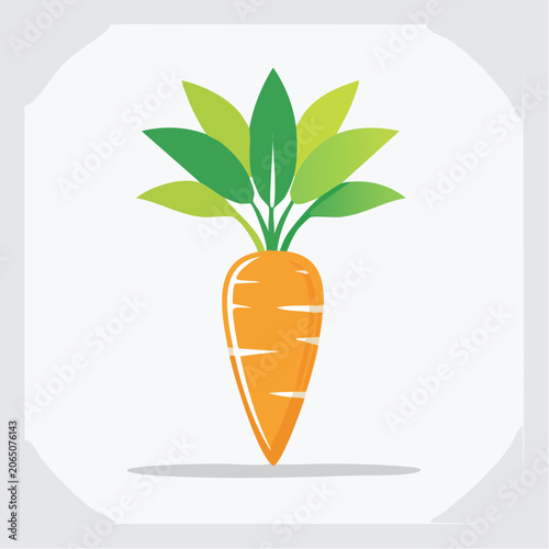 Stylized Carrot Icon with Green Leaves