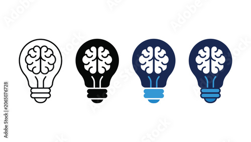 Foto Brain bulb icon