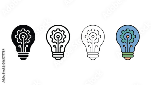 Tableau sur toile Light bulb line icon set