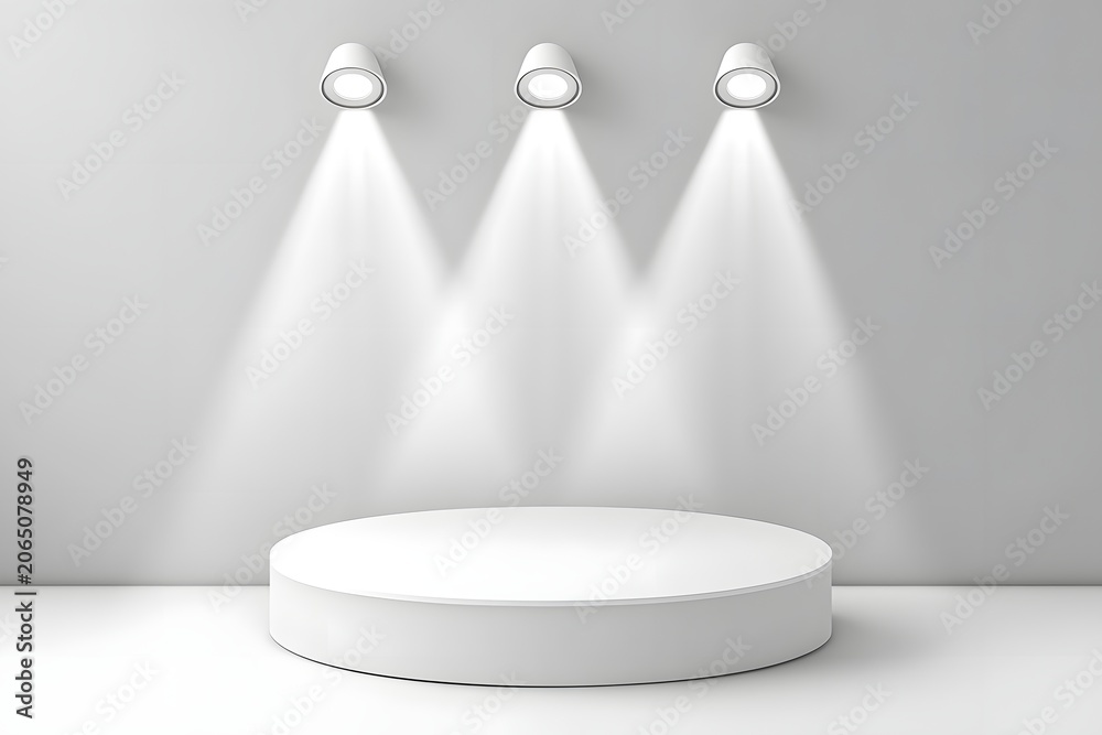 Obraz premium Bright contrast concept with strong white spotlight on stage