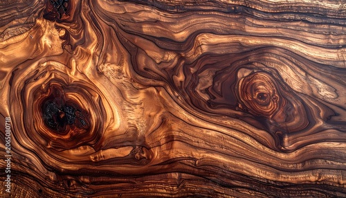 Close-up of Richly Patterned Exotic Wood Grain Texture.