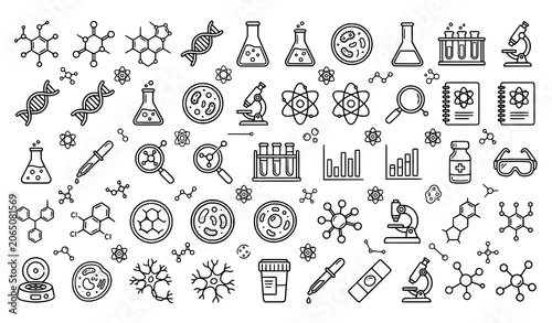 Foto Science and laboratory icons for educational and research purposes