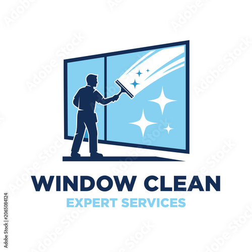 Illustration of Window Cleaning Logo Design Vector Illustration