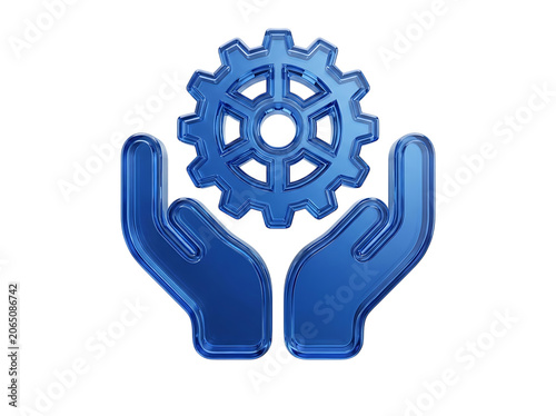 Industrial Process Management Protection Support System Liquid Glass 3D rendering icon isolated on transparent background