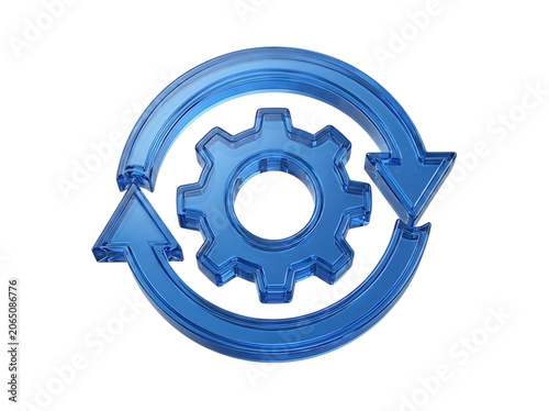 Workflow Automation Process Synchronization Management Liquid Glass 3D rendering icon isolated on transparent background