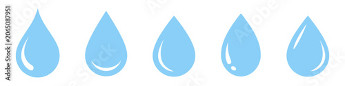 Set of blue water drops