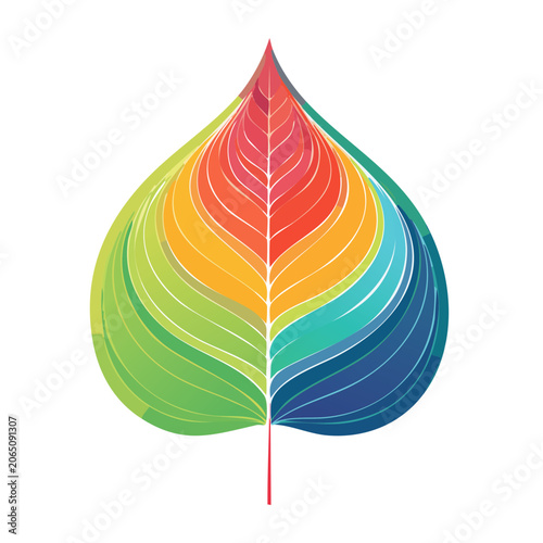 Rainbow Gradient Leaf Illustration