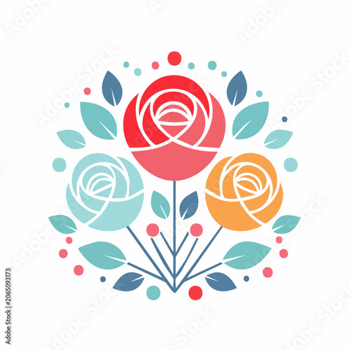 Stylized Floral Arrangement with Roses