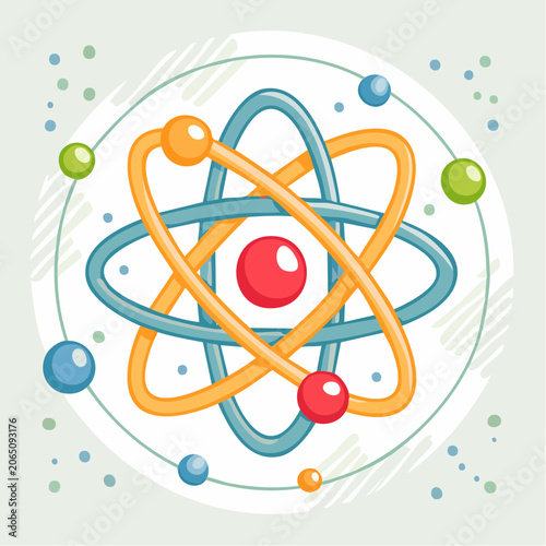 Stylized Atom Model with Orbiting Electrons