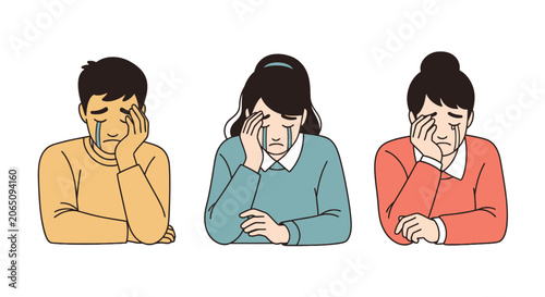 Quadro su tela Diverse group of people crying and feeling sadness or grief