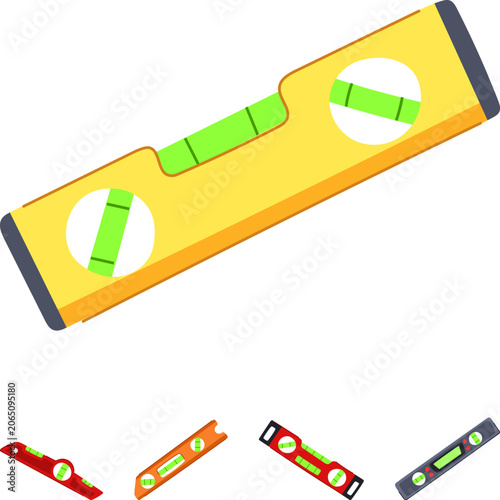Obraz na plátně Yellow spirit level displaying precise horizontal and vertical alignment with ot