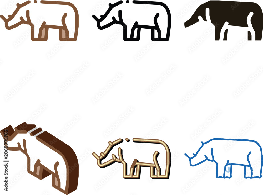 Fototapeta premium Rhinoceros Icon Vector. Outline Rhinoceros Sign. range Isolated Contour Symbol