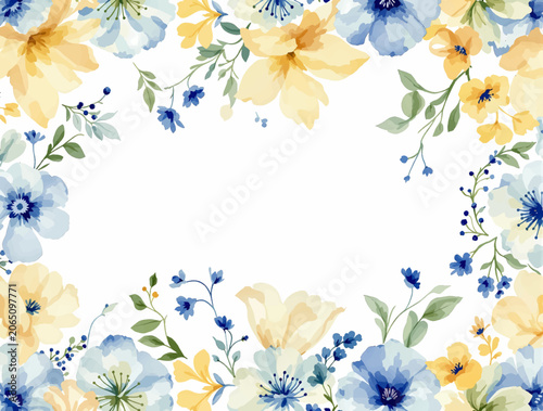 Elegant Floral Background Pattern Painted In Watercolor Style