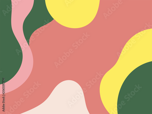 Vibrant abstract shapes in pink yellow green and white colors