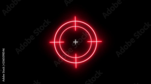 Neon red digital target reticle overlay for gaming and hud interface crosshair