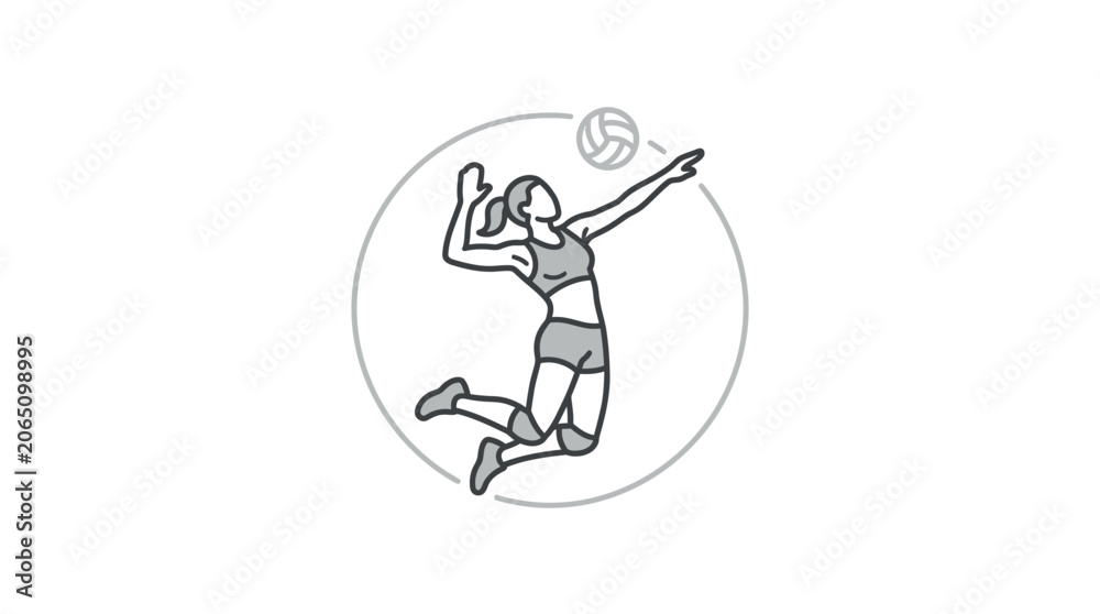 Fototapeta premium Female volleyball player jumping to hit the ball.