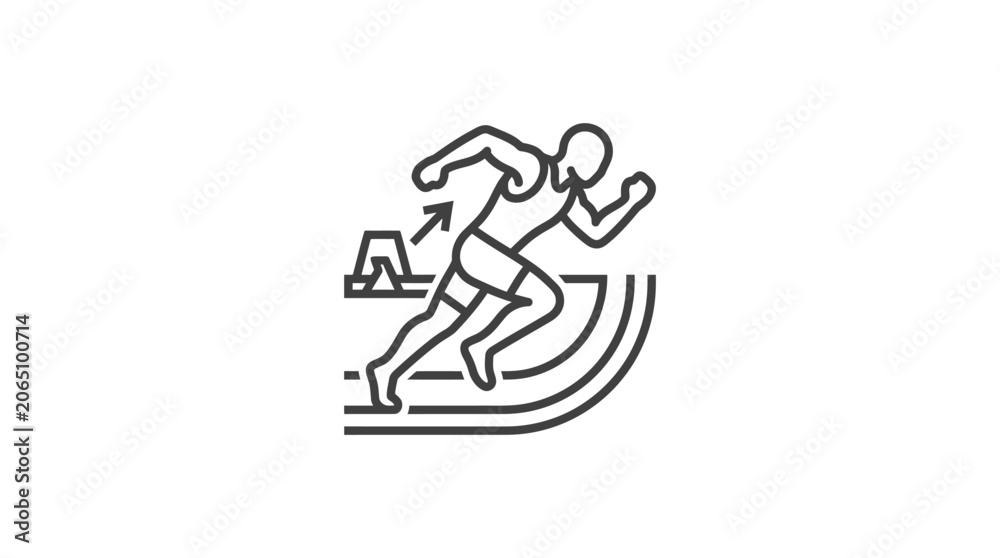Obraz premium Sprinter starting race from blocks on a running track.