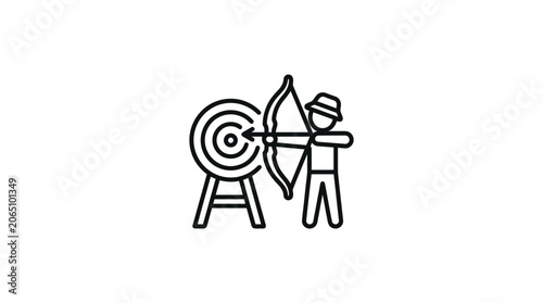 Schilderij op canvas Line art icon of an archer aiming at target.