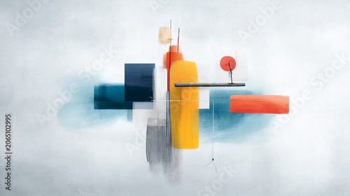 Geometric abstract art with colorful shapes, lines, and subtle gradients
