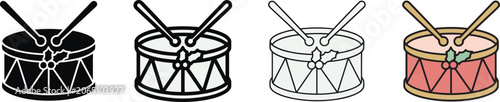 Fotografie Step-by-step snare drum decoration process illustration