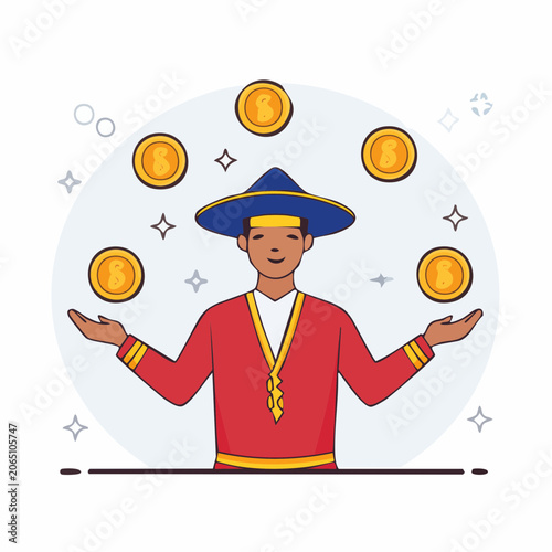 Man Juggling Coins