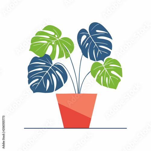 Monstera Plant in a Pot Illustration