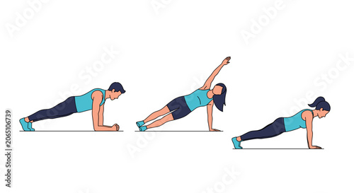 Man and Woman Performing Plank Exercises for Core Strength and Fitness