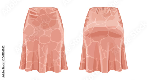 Stylish Pink Midi Skirt with Giraffe Print Pattern Front and Back View Mockup for Women Fashion Apparel Design