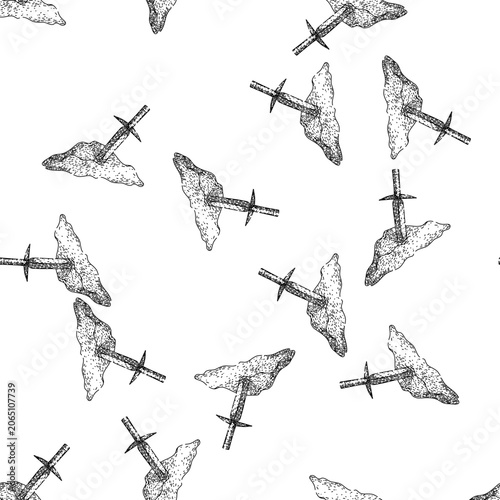 Fényképezés seamless pattern merlin sword stone hand drawn