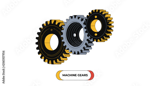Photos Very beautiful realistic vector illustration of THREE MACHINE GEARS with accurat