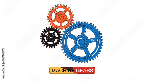 Photos Very beautiful realistic vector illustration of THREE MACHINE GEARS with accurat