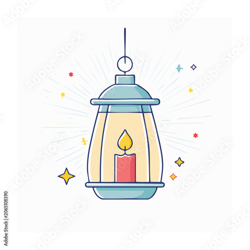 Flat design lantern with candle illustration