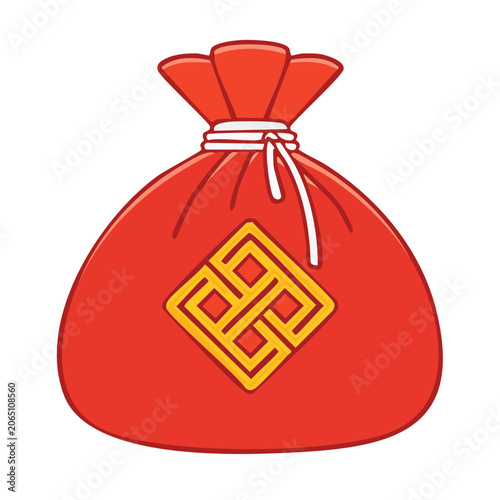 Red money bag with gold symbol illustration